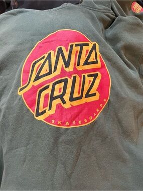 Santa Cruz Skateboards Olive Green Sweatshirt with Red and Yellow Logo